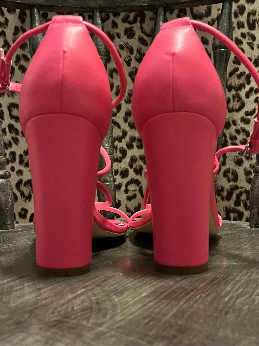 Nine West Hot Pink Strappy Block Heel Sandals